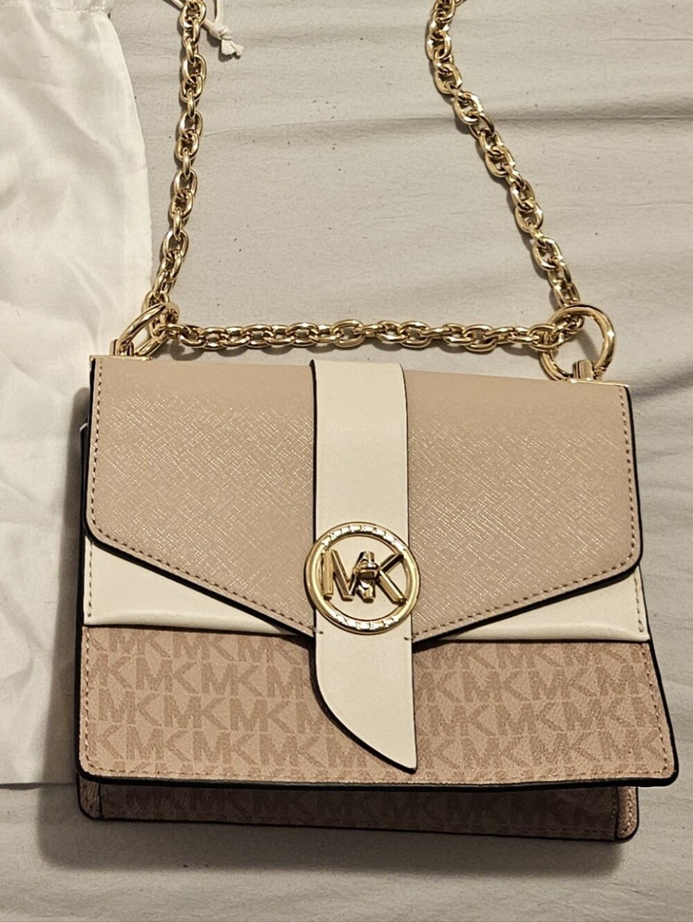 Michael Kors Greenwich Small Color-Block Logo and Saffiano Leather Crossbody Bag